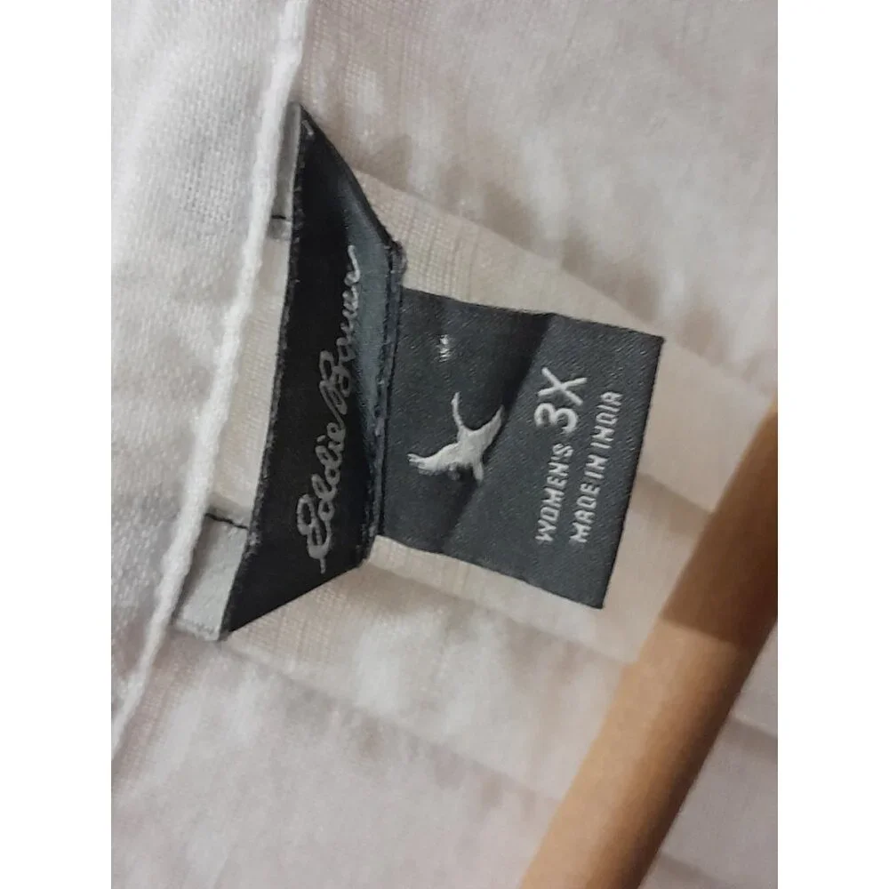 Eddie Bauer Womens Linen Blend Pintucked Peasant Cottagecore Sz 3X Blouse White - Picture 5 of 7